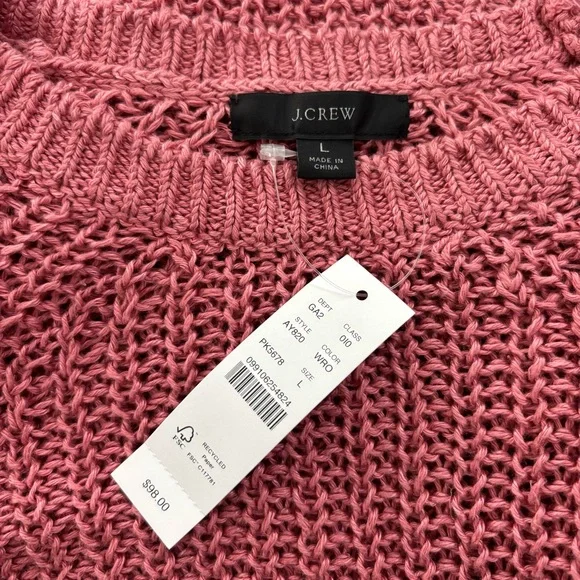 J.Crew Linen Beach Sweater NWT Dusty Rose Ribbed Oversized Relaxed-fit L - Picture 5 of 6